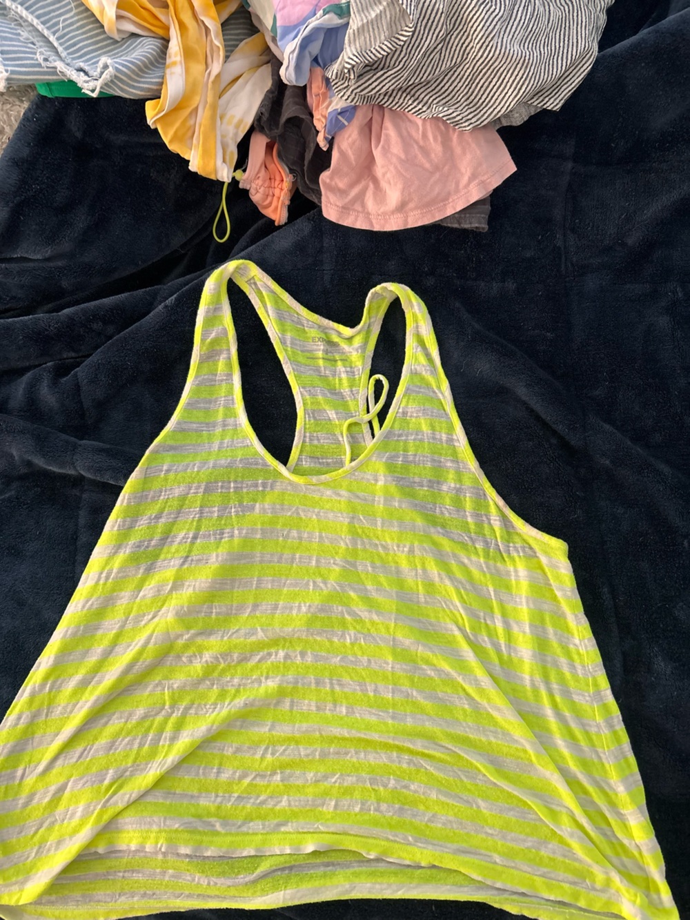 Express Neon Yellow Striped Racerback Tank